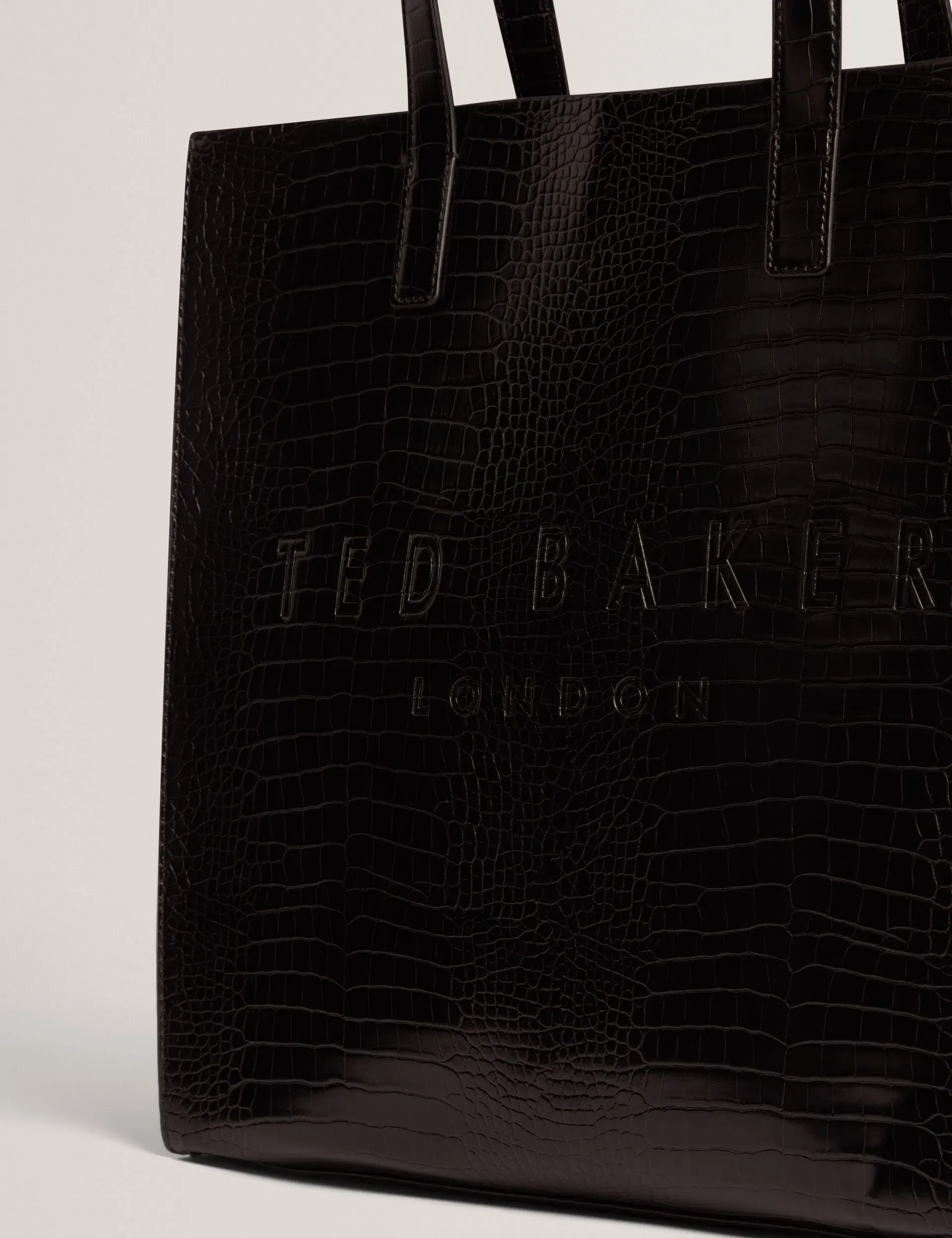 Ted Baker Croccon Large Croc Texture Icon Tote Bag Black Women's
