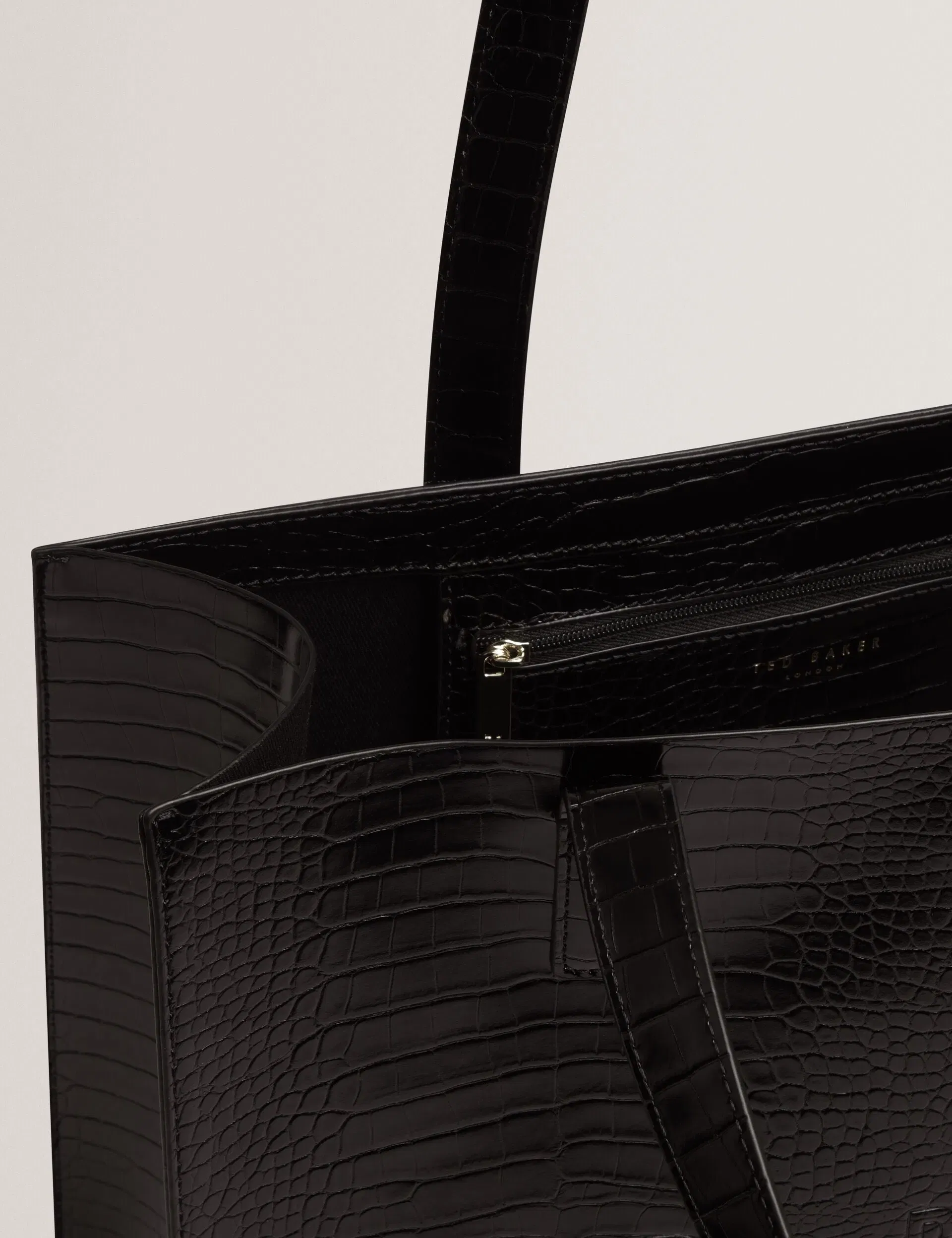 Ted Baker Croccon Large Croc Texture Icon Tote Bag Black Women's