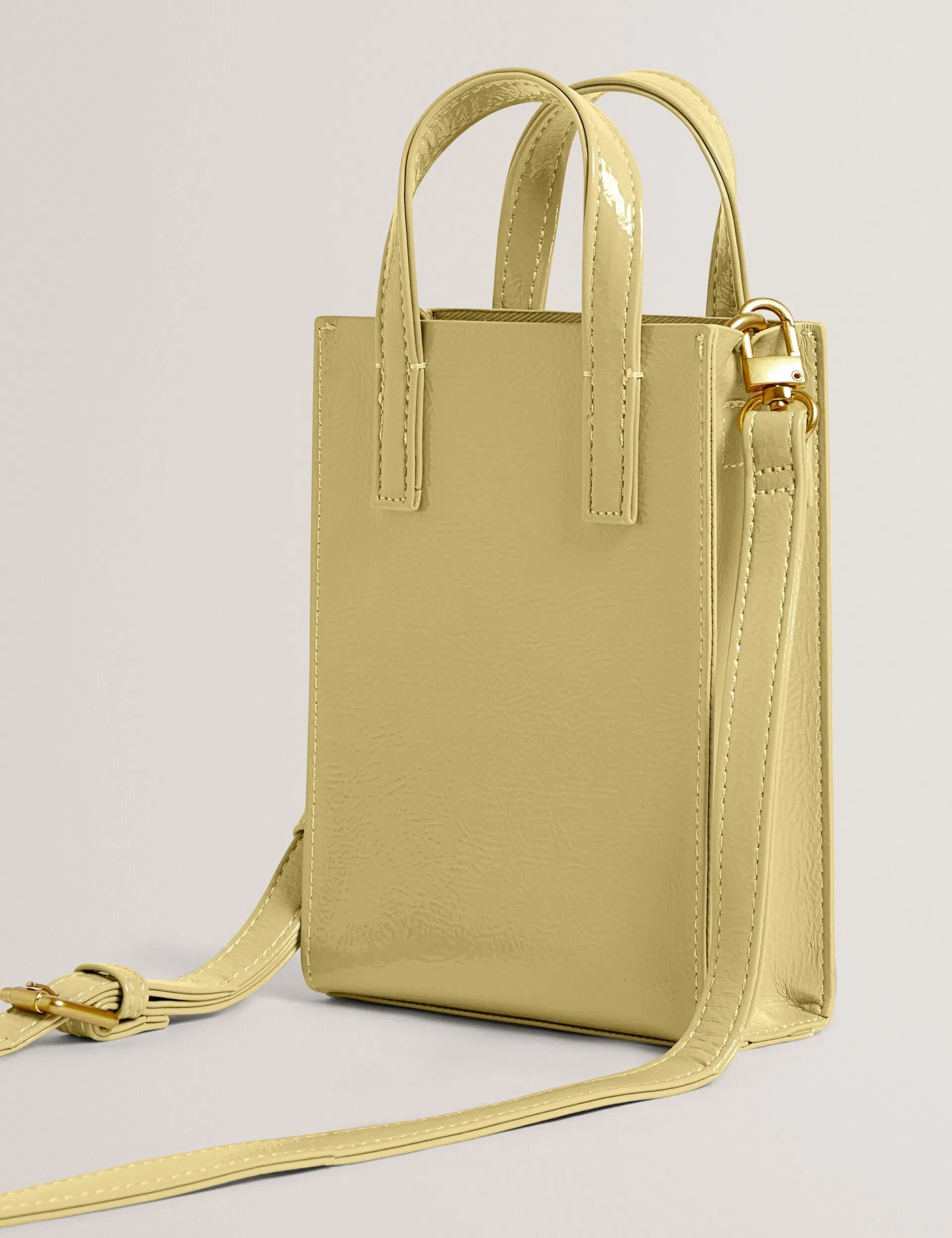 Ted Baker Crinkll Mini Crinkle Patent Pu Icon Tote Bag Light Yellow Women's