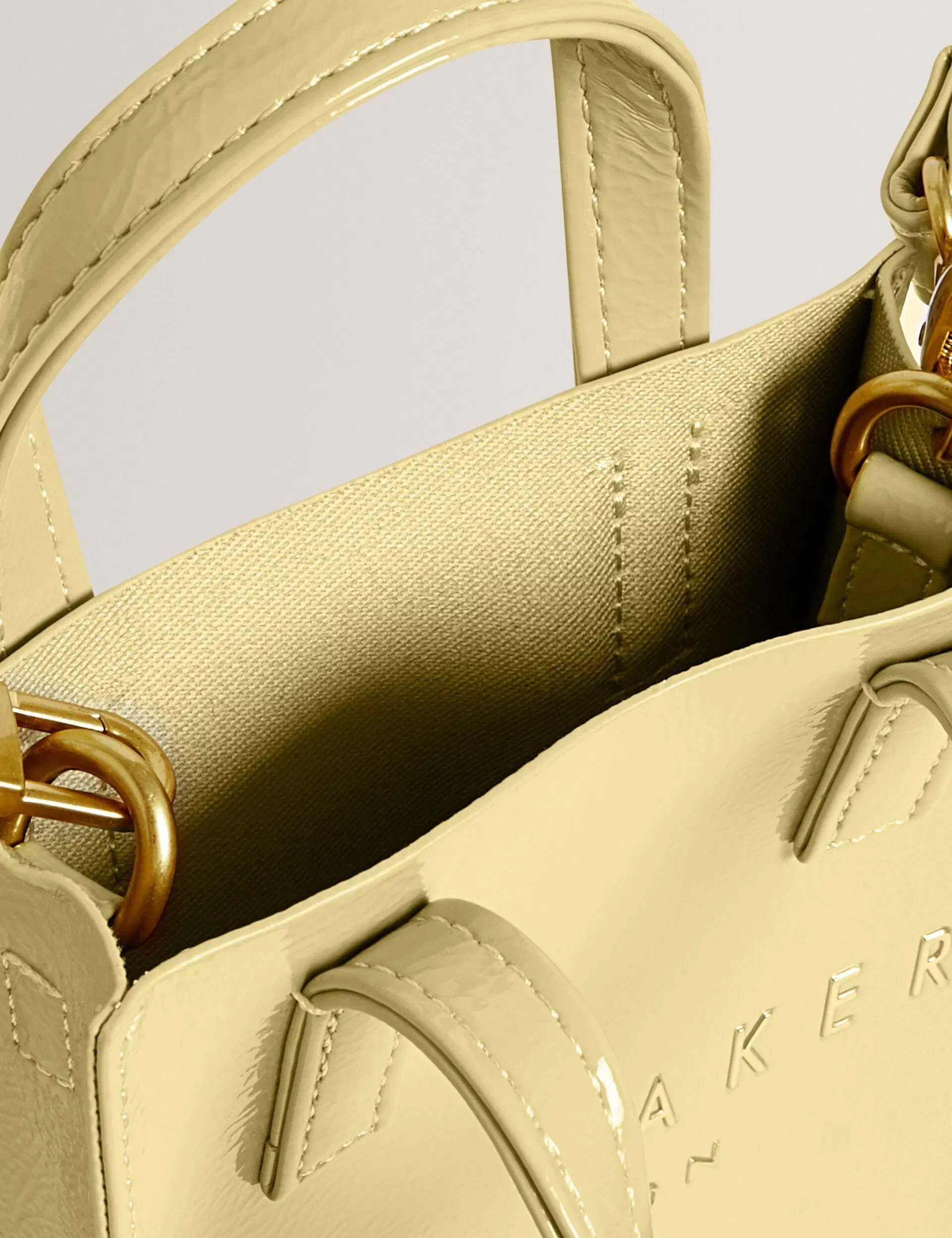 Ted Baker Crinkll Mini Crinkle Patent Pu Icon Tote Bag Light Yellow Women's