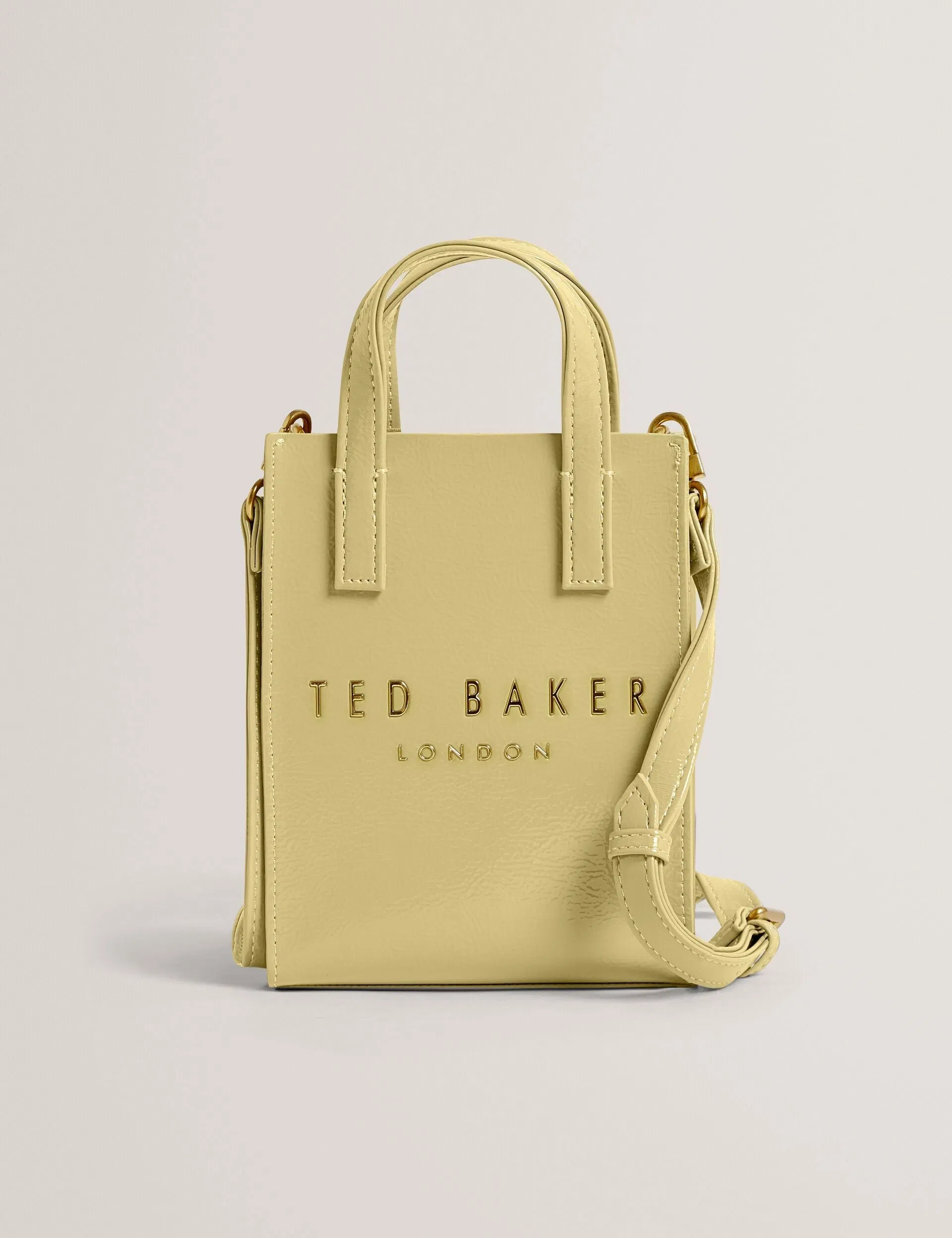 Ted Baker Crinkll Mini Crinkle Patent Pu Icon Tote Bag Light Yellow Women's