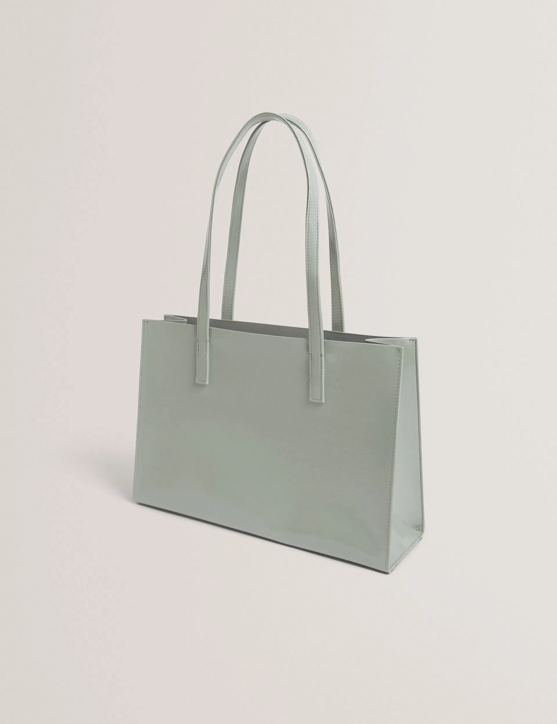 Ted Baker Crinell Crinkled Pu Elongated Icon Tote Bag Grey Women's