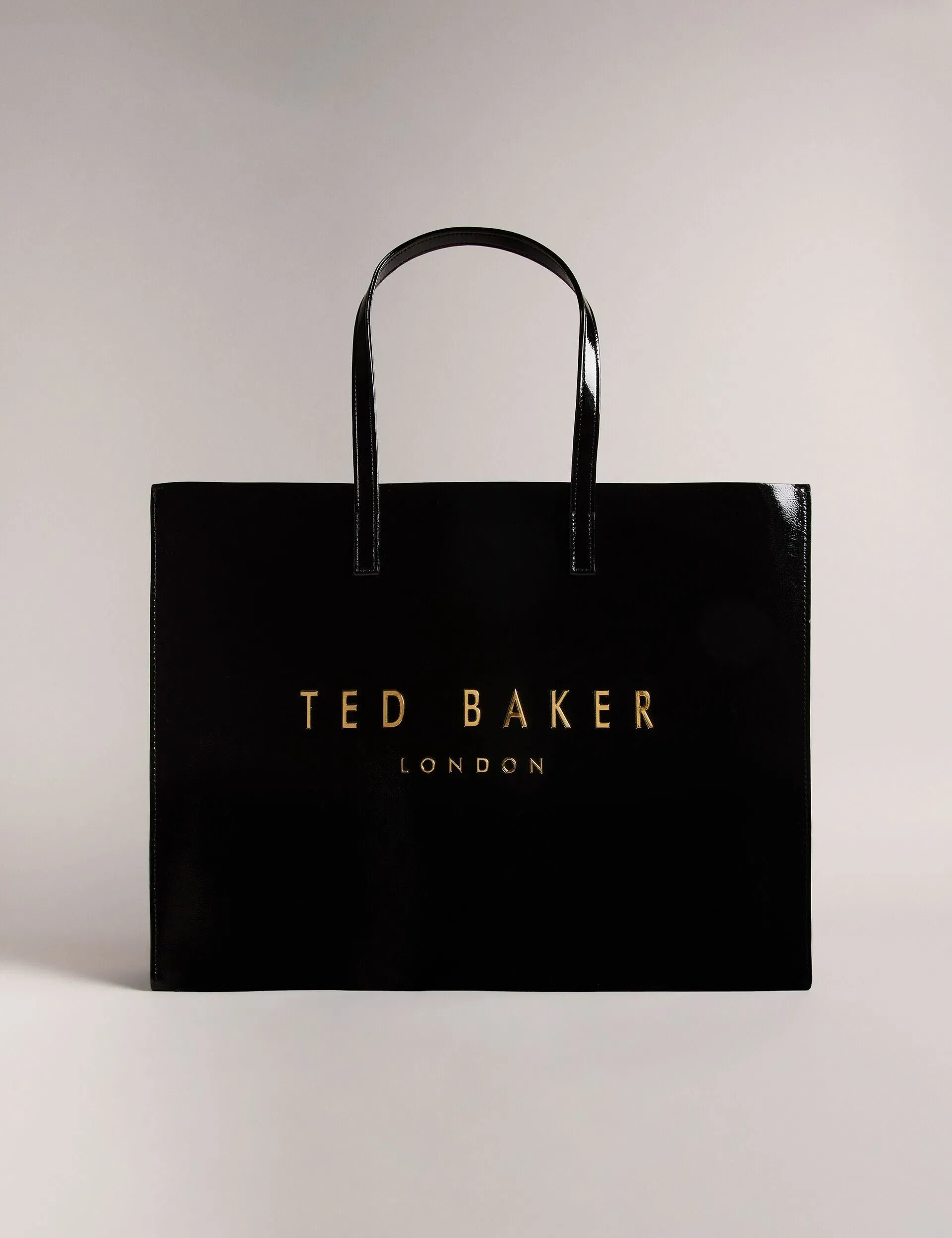 Ted Baker Crikon Crinkle Faux Leather Wide Icon Tote Bag Black Women's