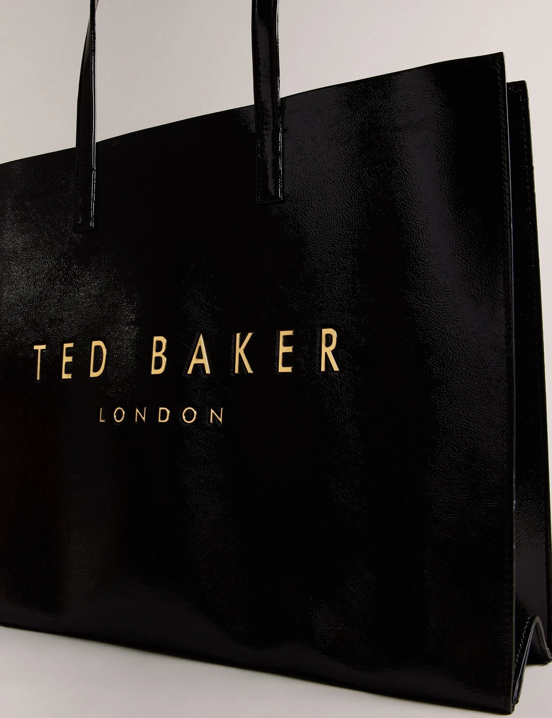 Ted Baker Crikon Crinkle Faux Leather Wide Icon Tote Bag Black Women's