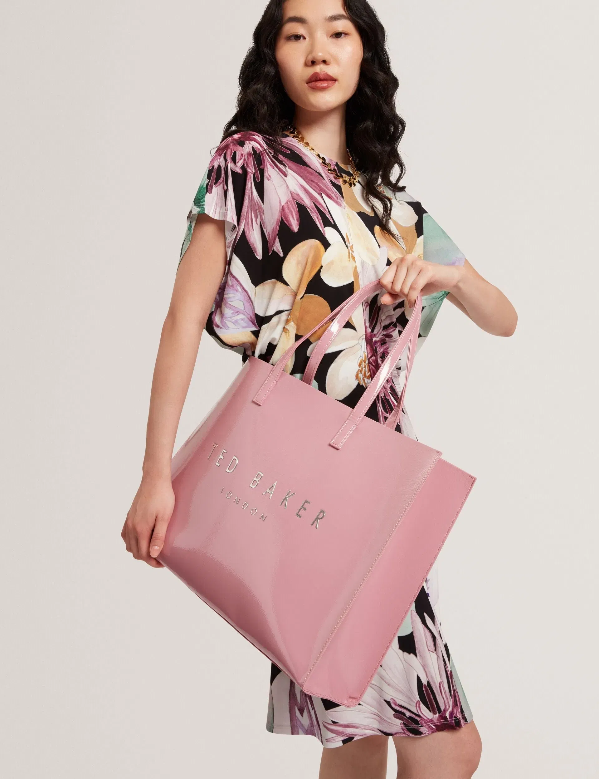 Ted Baker Crikon Crinkled Pu Wide Icon Tote Bag In Pink Women's