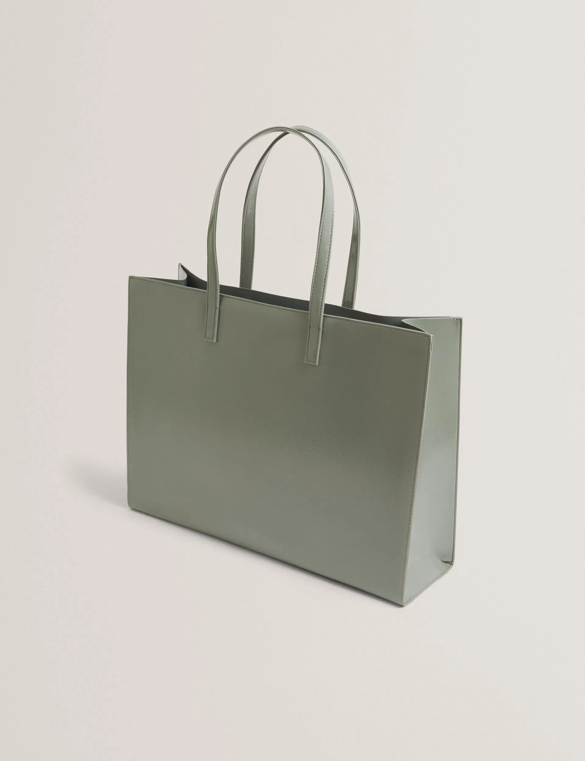 Ted Baker Crikon Crinkled Pu Wide Icon Tote Bag In Grey Women's