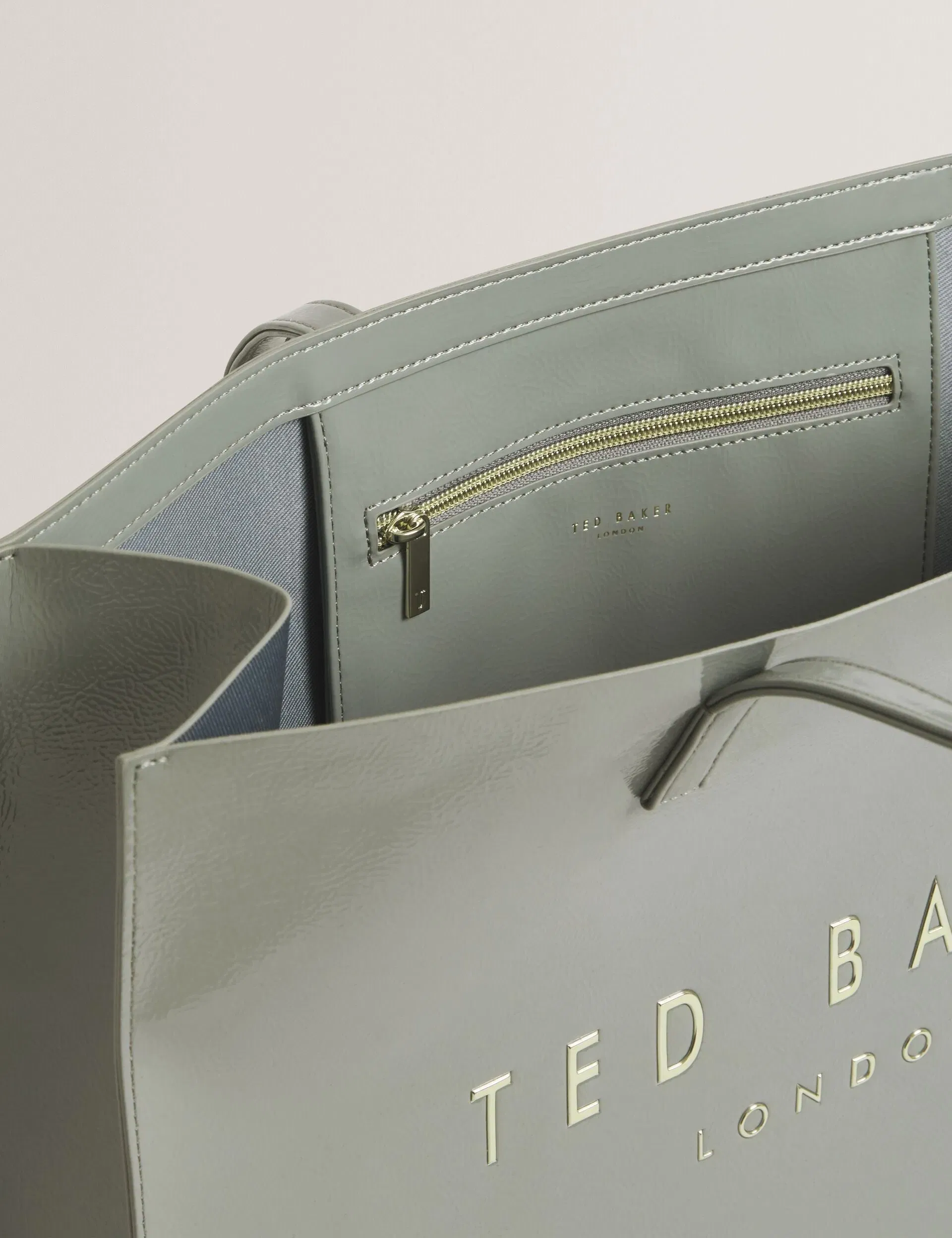 Ted Baker Crikon Crinkled Pu Wide Icon Tote Bag In Grey Women's