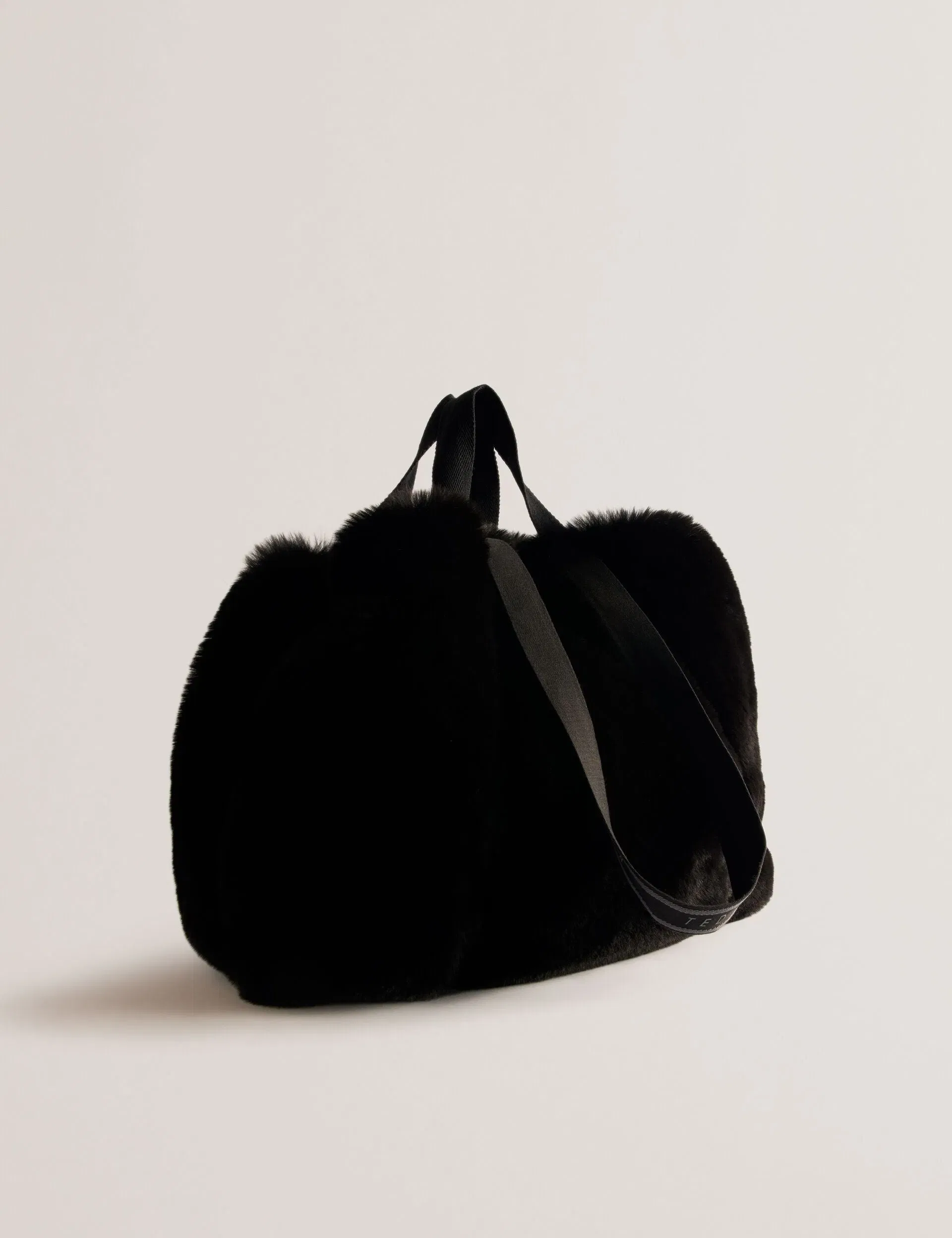 Ted Baker Cadence Faux Fur Webbing Strap Shopper Bag Black Women's