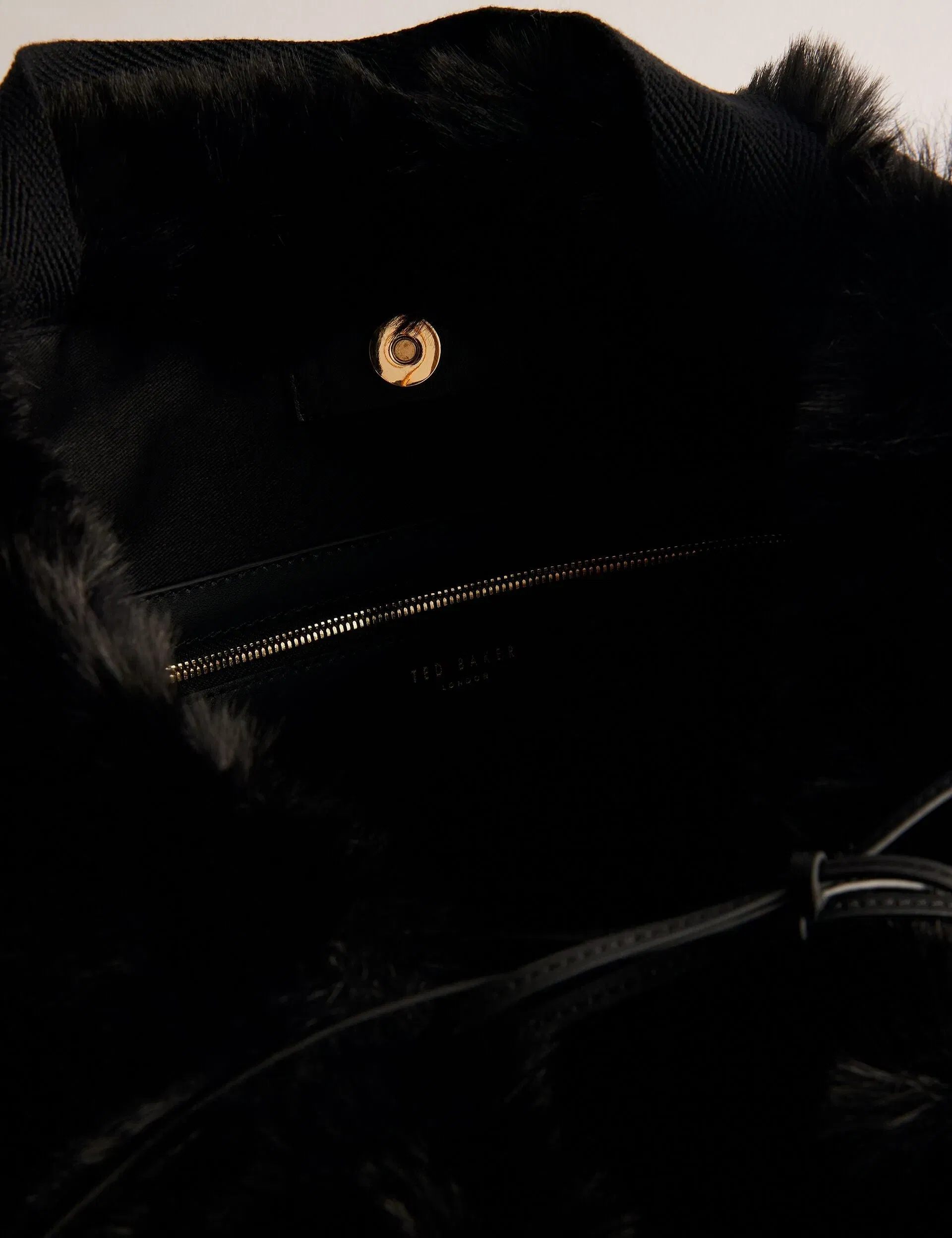 Ted Baker Cadence Faux Fur Webbing Strap Shopper Bag Black Women's