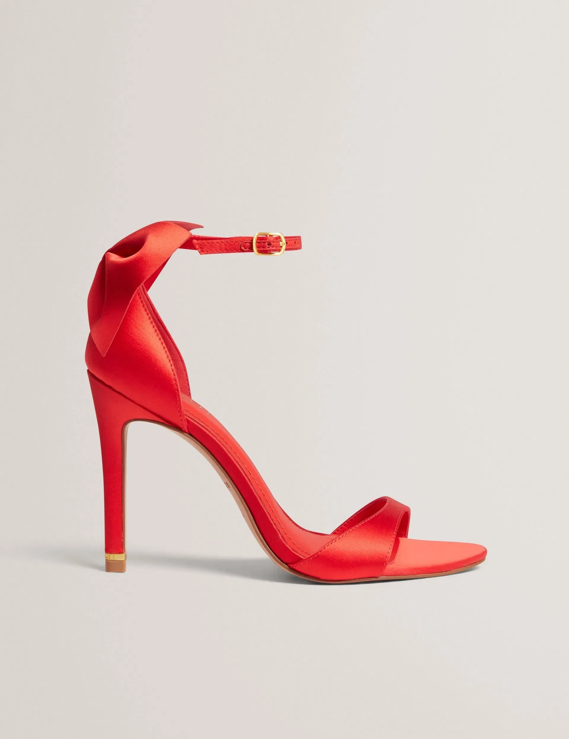 Ted Baker Sofelaa Bow Heel Satin Stiletto Sandals Red Women's