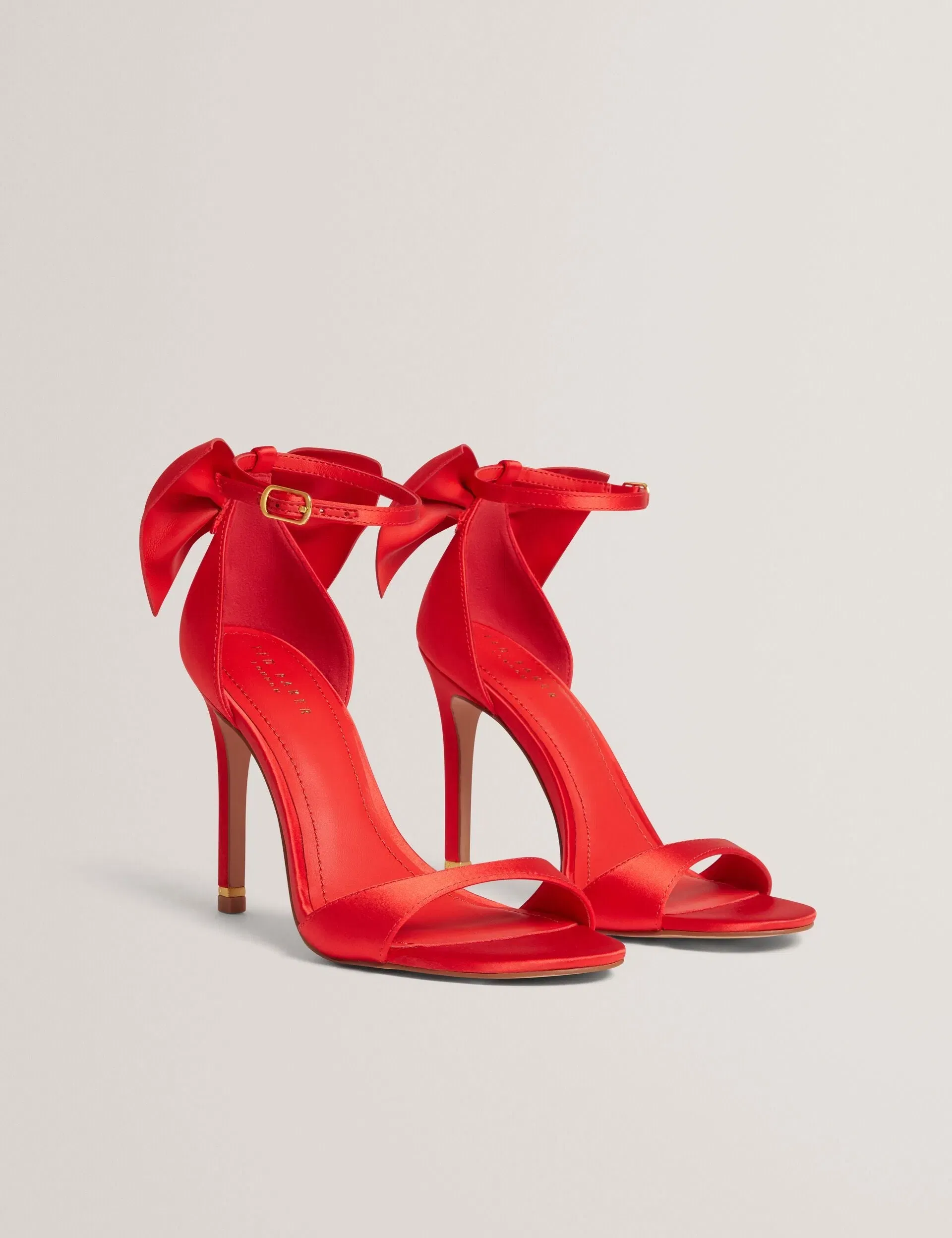 Ted Baker Sofelaa Bow Heel Satin Stiletto Sandals Red Women's