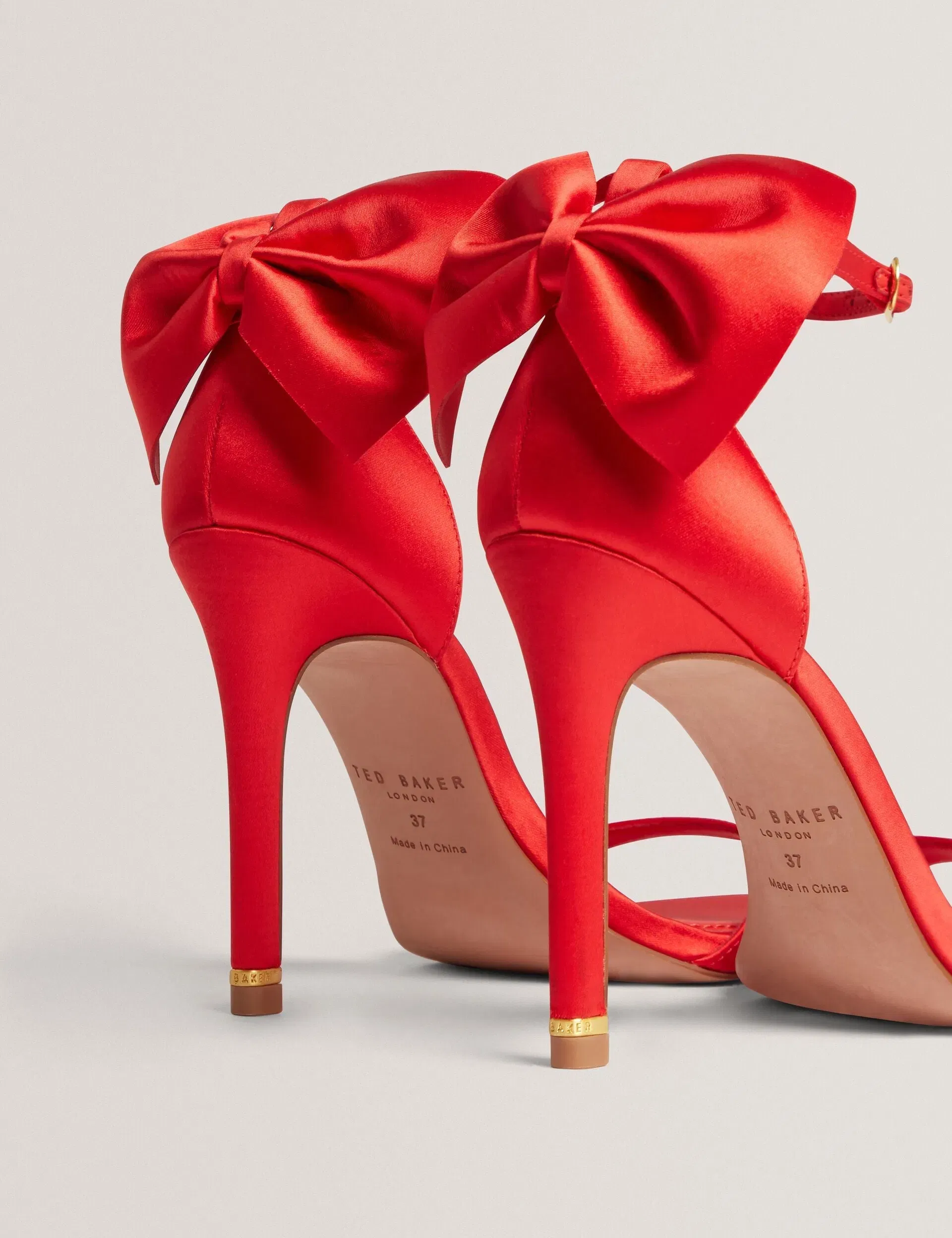 Ted Baker Sofelaa Bow Heel Satin Stiletto Sandals Red Women's