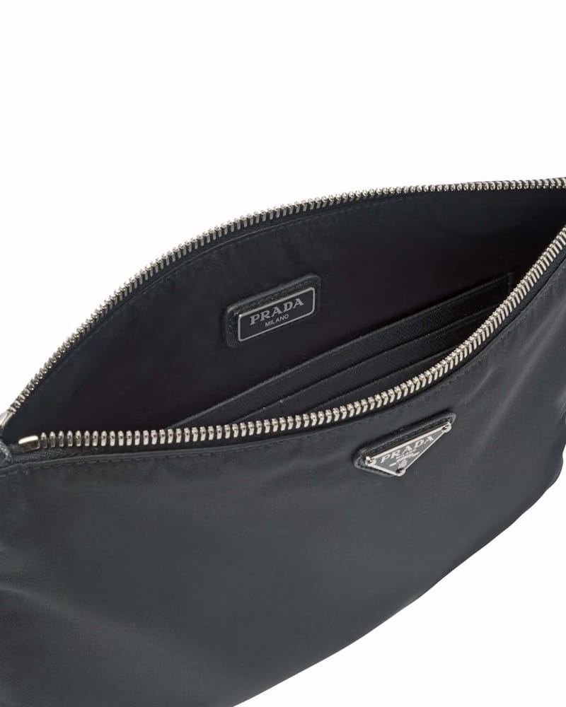 Prada Re-Nylon and Saffiano Leather Pouch Black