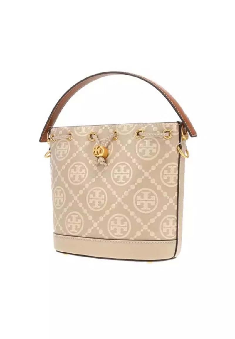 Tory Burch T Monogram Contrast Embossed Bucket Bag Logan/New Cream
