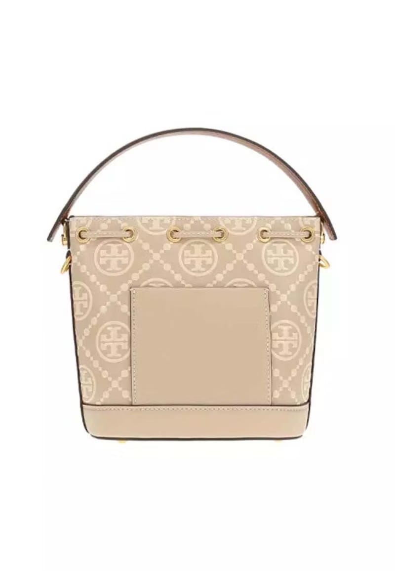 Tory Burch T Monogram Contrast Embossed Bucket Bag Logan/New Cream