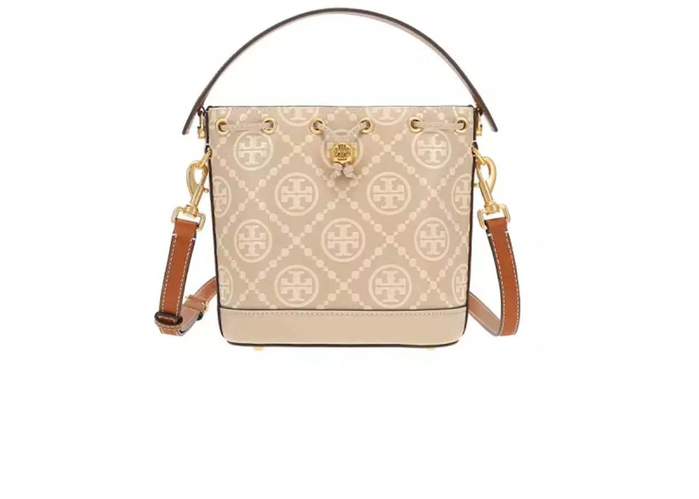 Tory Burch T Monogram Contrast Embossed Bucket Bag Logan/New Cream