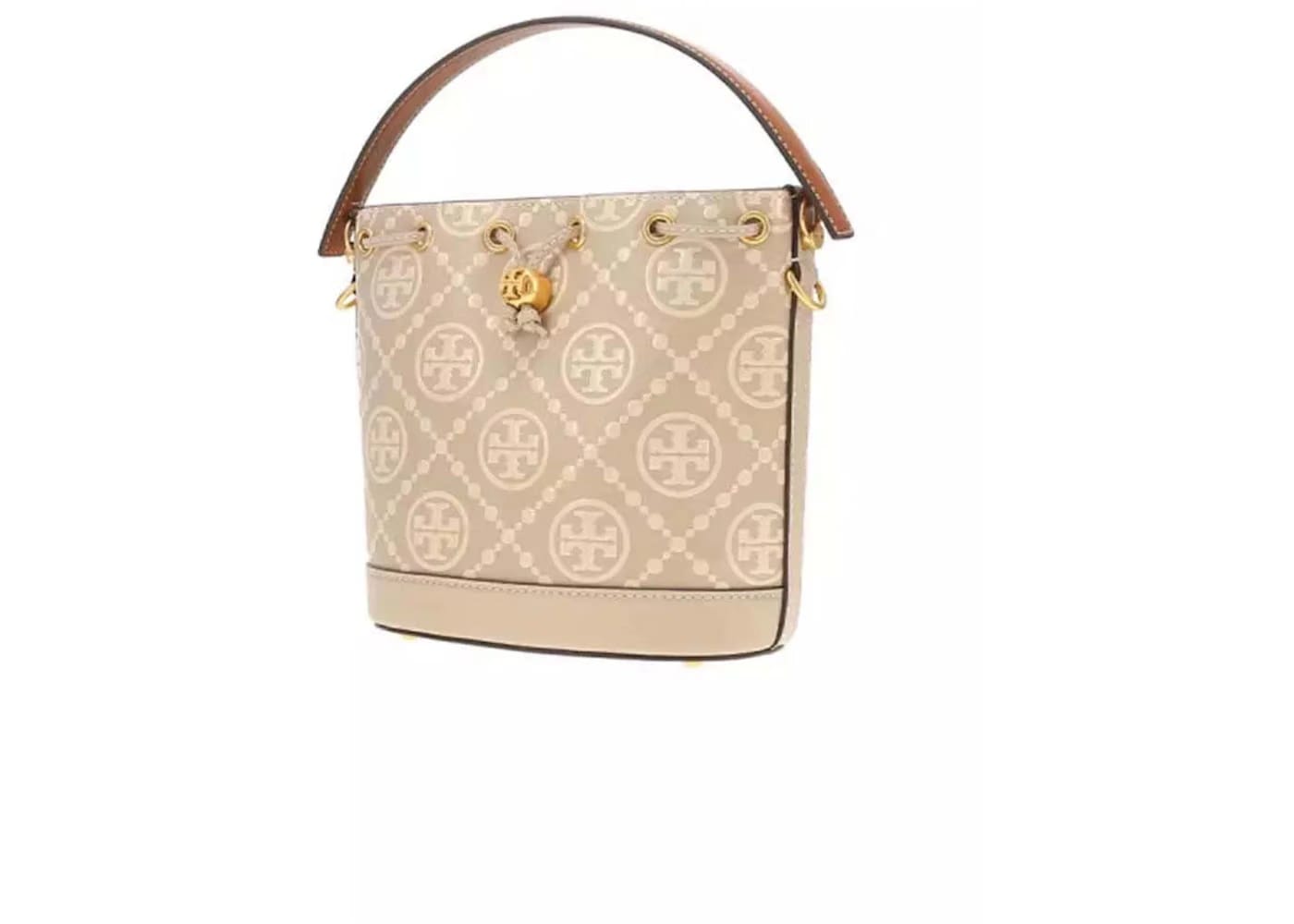 Tory Burch T Monogram Contrast Embossed Bucket Bag Logan/New Cream