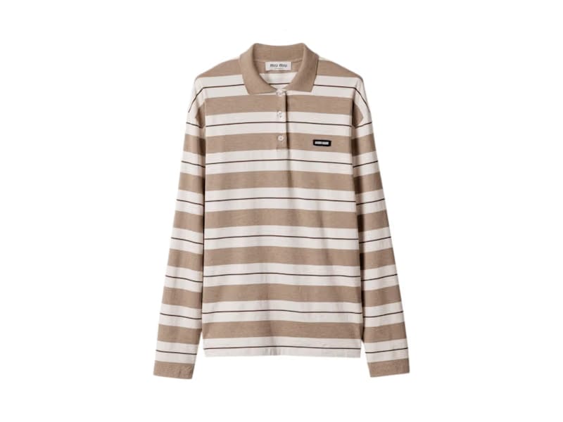 Miu Miu Jersey Polo Shirt Natural/Cord