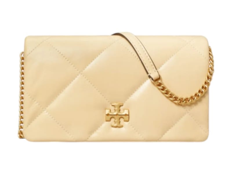 Tory Burch Kira Diamond Quilt Chain Wallet Vanilla Soft Serve