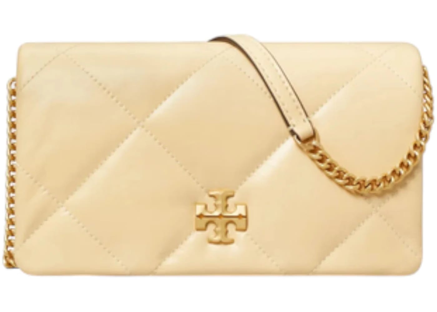Tory Burch Kira Diamond Quilt Chain Wallet Vanilla Soft Serve