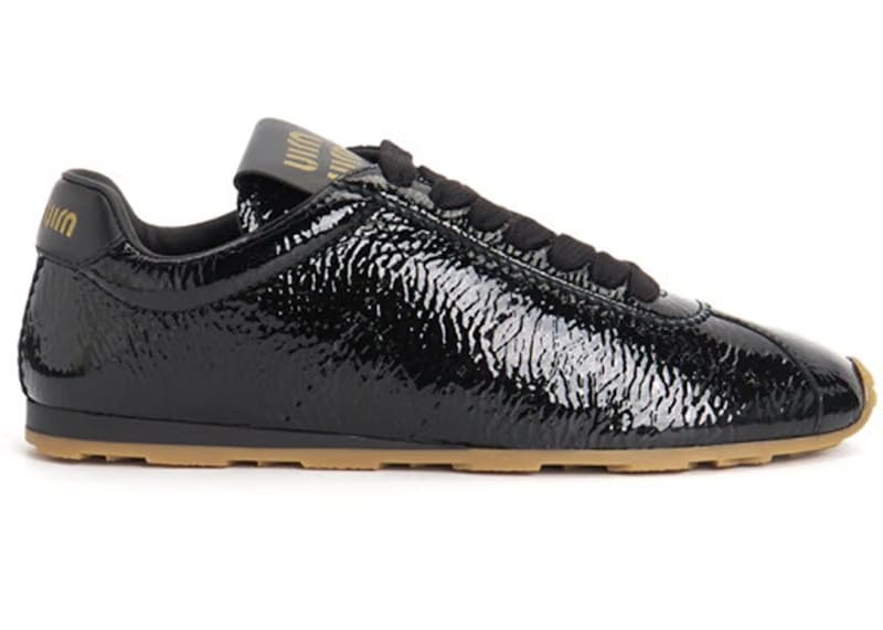 Miu Miu Shiny Leather Plume Sneakers Black Gum (Women's)