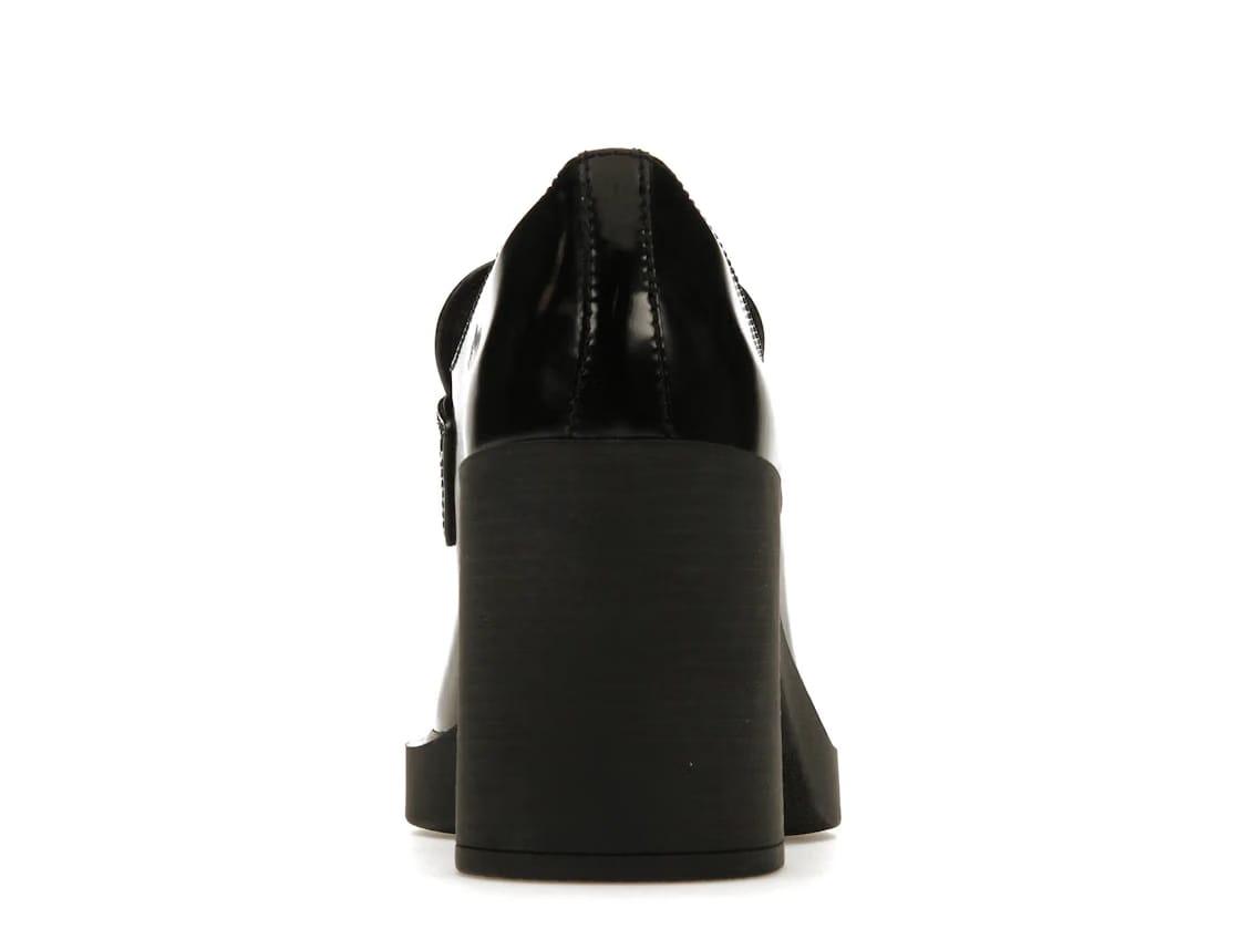 Prada Chocolate High-Heeled 85mm Loafers Black Brushed Leather