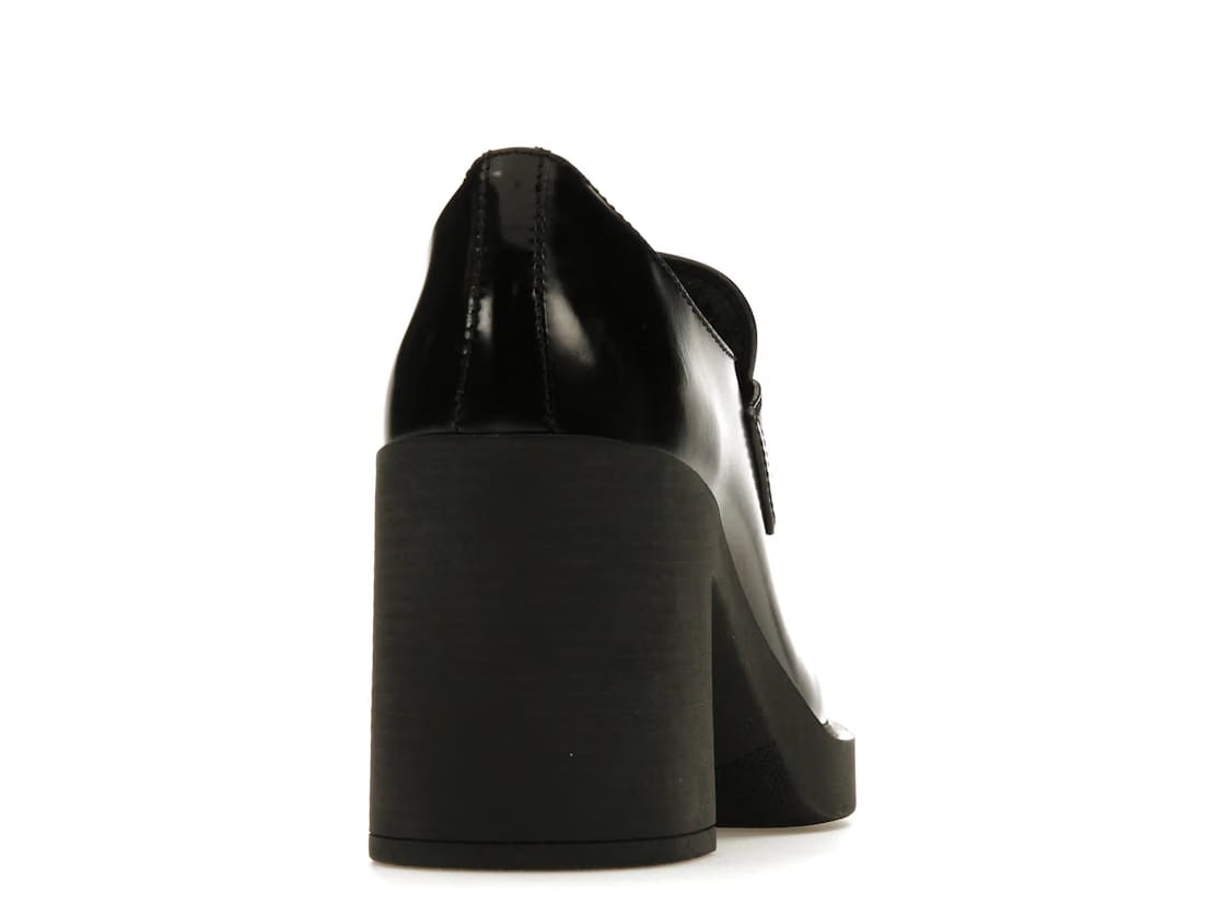 Prada Chocolate High-Heeled 85mm Loafers Black Brushed Leather
