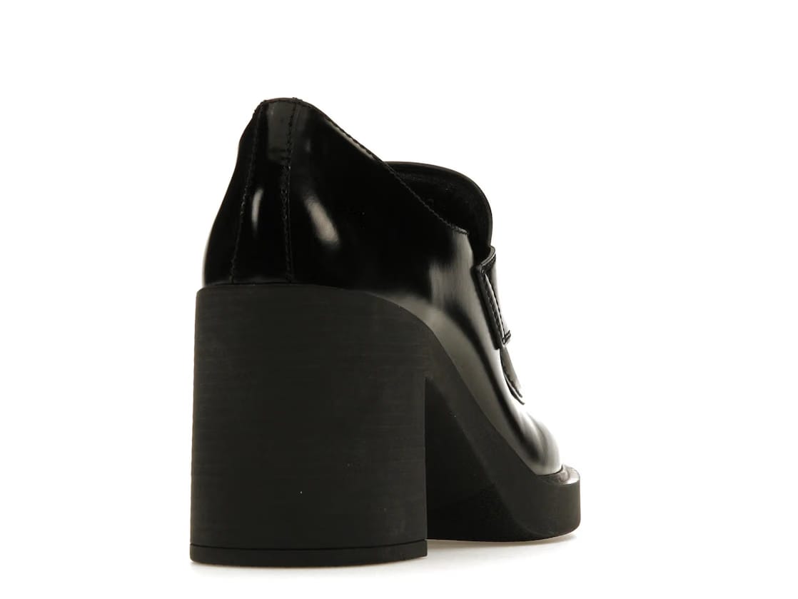 Prada Chocolate High-Heeled 85mm Loafers Black Brushed Leather