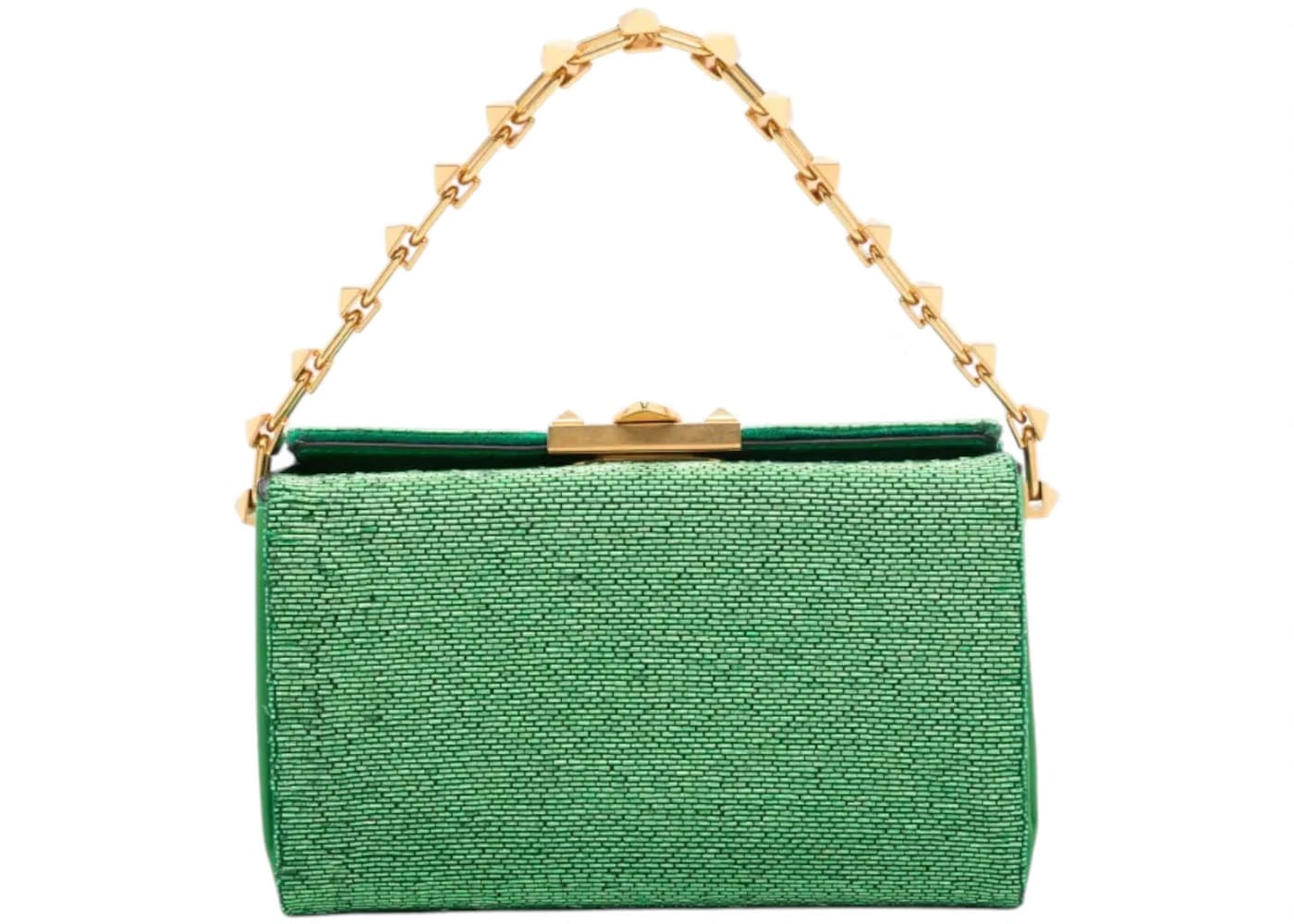 Valentino Rockstud Beaded Leather Bag Green