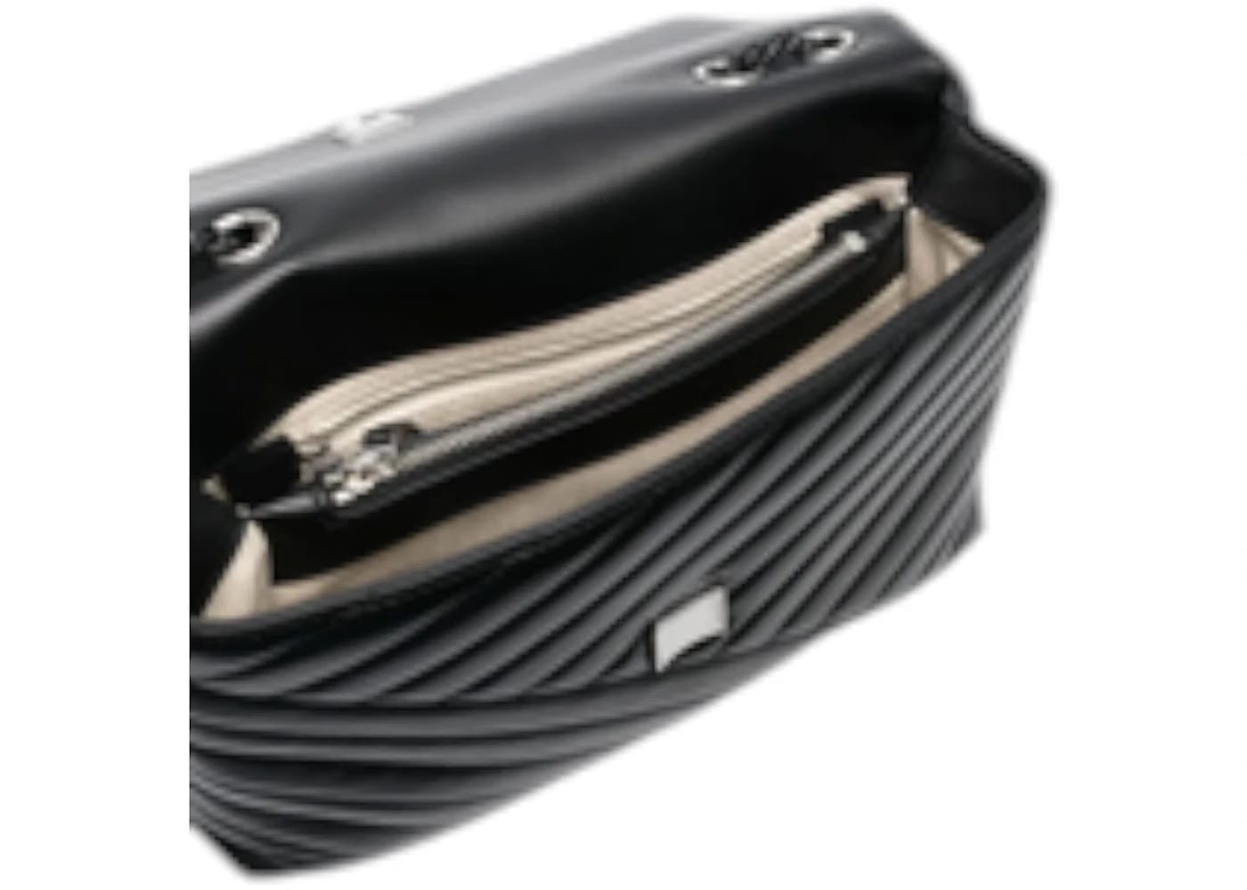 Tory Burch Kira Chevron Powder Coated Convertible Shoulder Bag Black/Silver