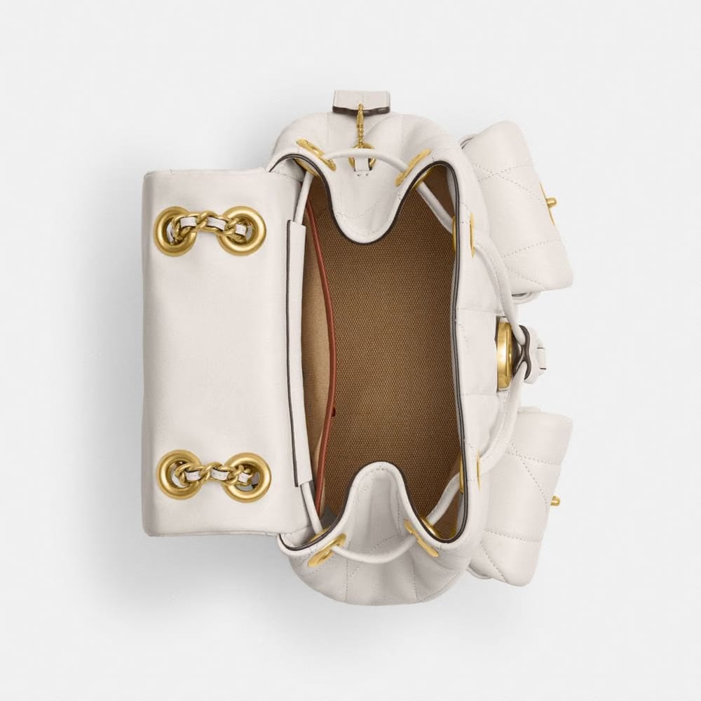 Coach Tabby Backpack With Pillow Quilting Brass Chalk