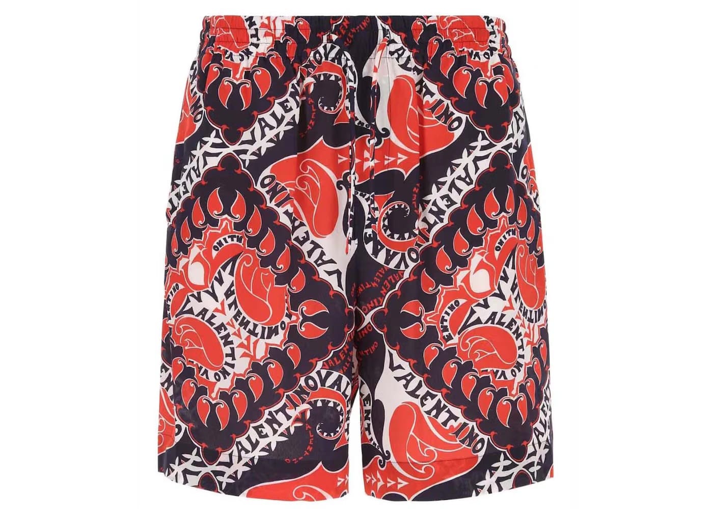 Valentino Bandana Drawsting Logo Bermuda Shorts Red