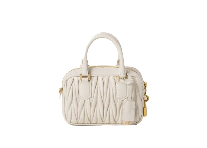 Miu Miu Matelasse Nappa Leather Top-Handle Bag White