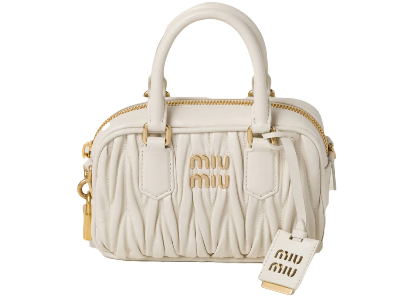 Miu Miu Matelasse Nappa Leather Top-Handle Bag White