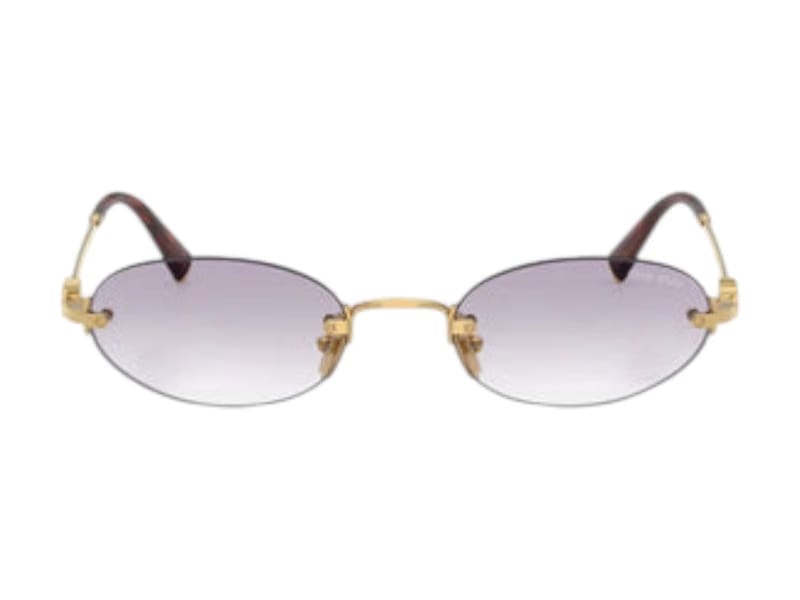 Miu Miu Oval Sunglasses Gold/Clear Gradient Dark Gray (0MU A54S 5AK04O)