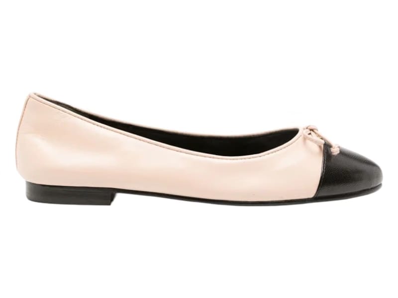 Tory Burch Cap Toe Ballet Rose Pink Perfect Black (Women's)