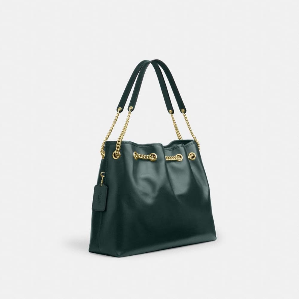 Coach Evelyn Shoulder Bag Gold Dark Teal