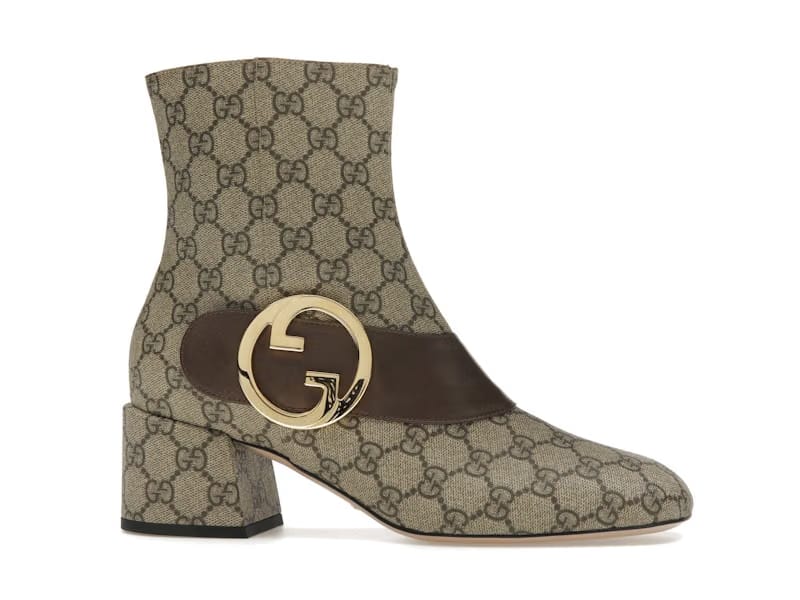 Gucci Blondie Ankle Boot Beige GG Canvas