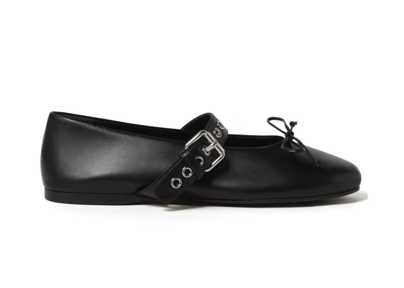 Miu Miu Leather Ballerina Nero (Women's)