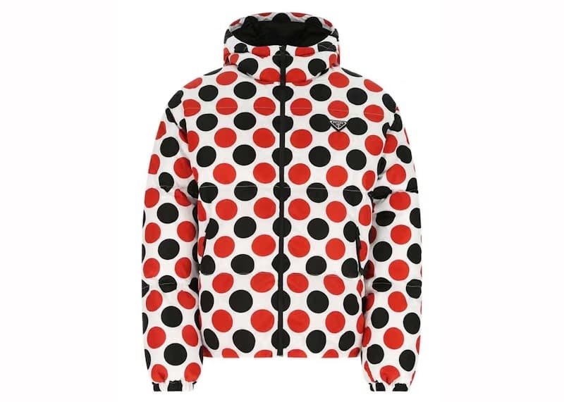 Prada Logo Plaque All-Over Printed Jacket White/Red/Black
