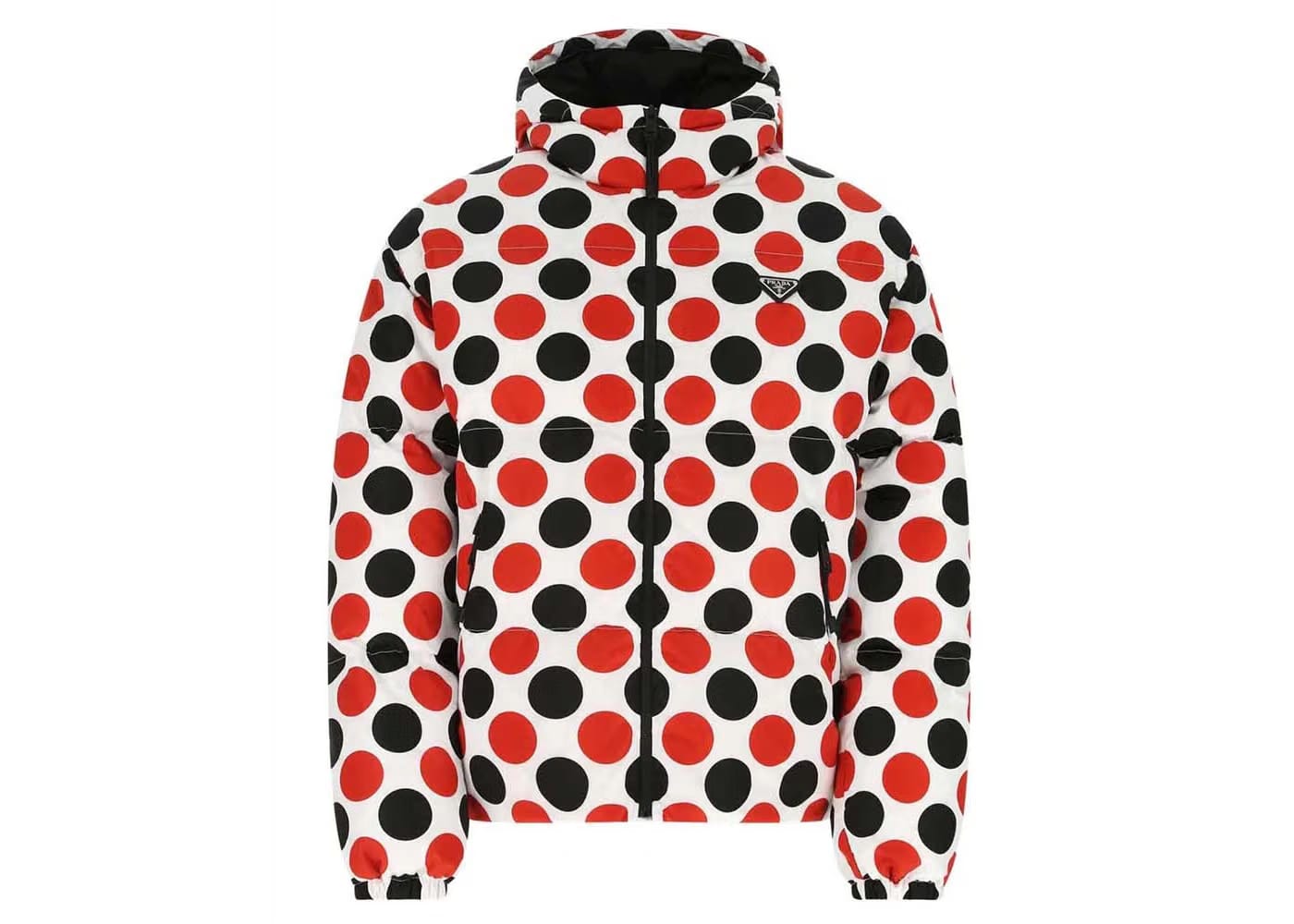 Prada Logo Plaque All-Over Printed Jacket White/Red/Black