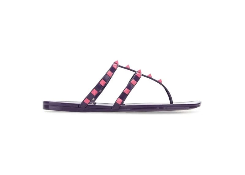 Valentino Garavani Rockstud Slip-On Sandals Purple Pink (Women's)