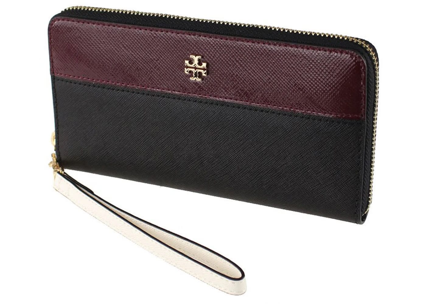 Tory Burch Emerson Zip Continental Wristlet Clutch Black/Ivory