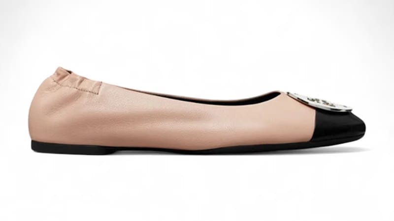 Tory Burch Claire Cap Toe Ballet Rose Silk Perfect Black (Women's)