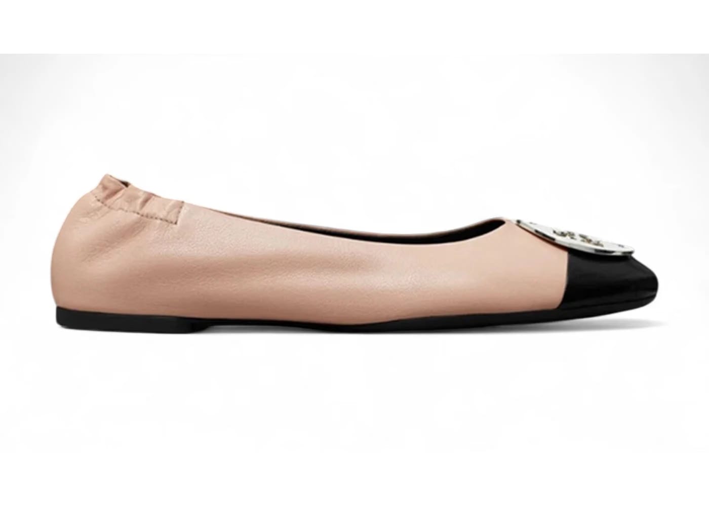 Tory Burch Claire Cap Toe Ballet Rose Silk Perfect Black (Women's)