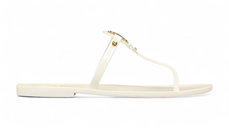 Tory Burch Mini Miller Flat Thong Ivory Gold (Women's)