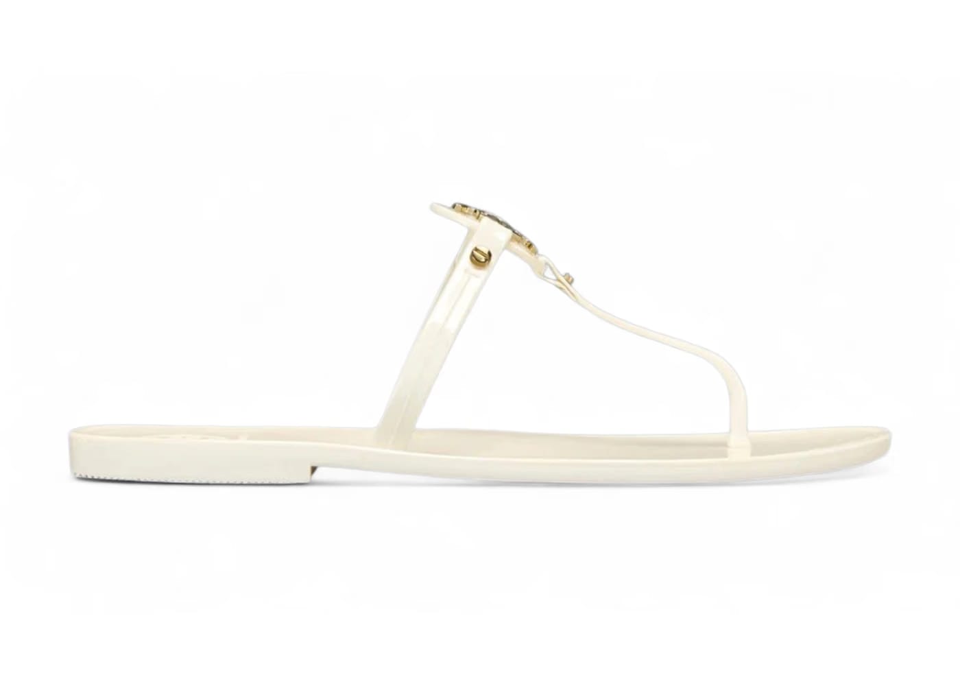 Tory Burch Mini Miller Flat Thong Ivory Gold (Women's)