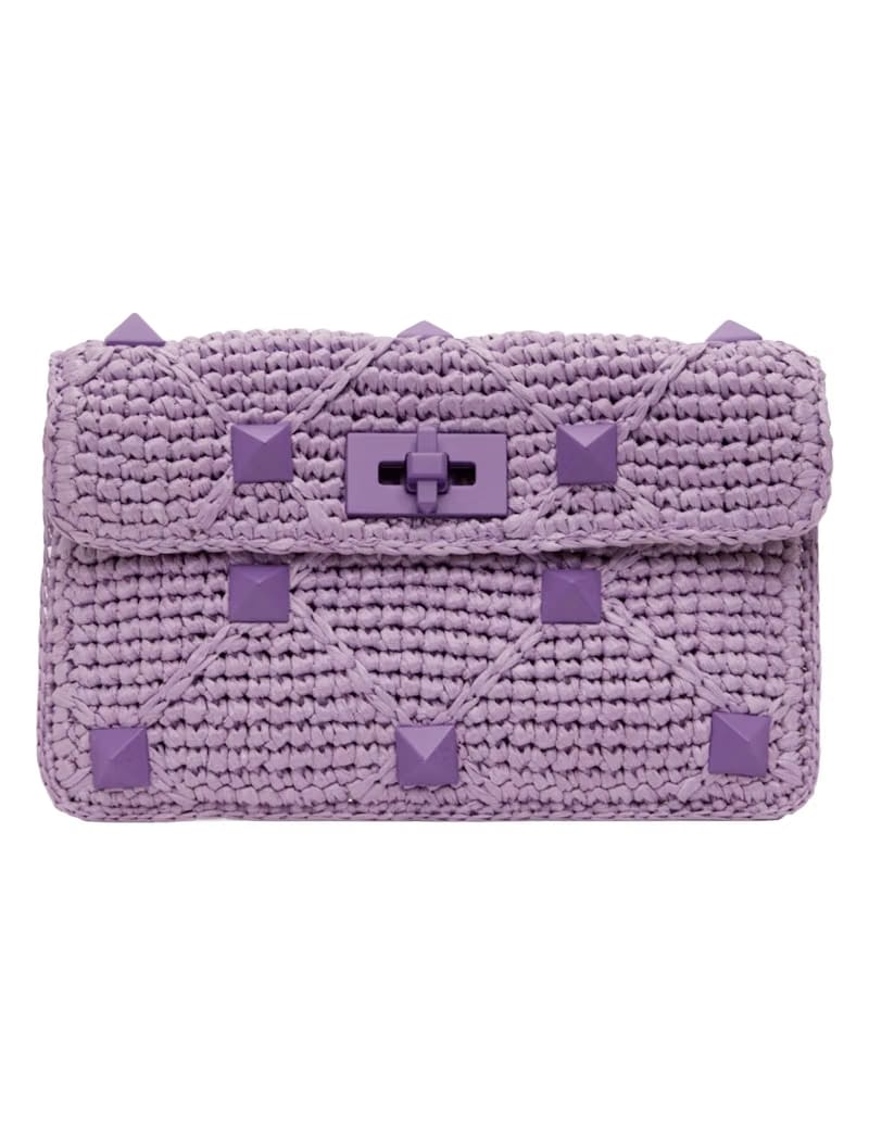 Valentino Roman Stud Small Pouch Purple