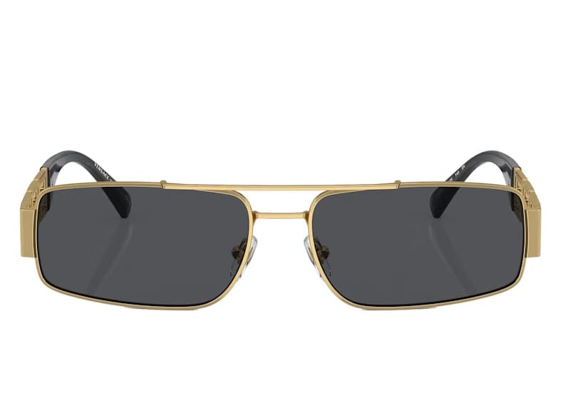 Versace Rectangle Logo Runway Sunglasses Gold (2257)