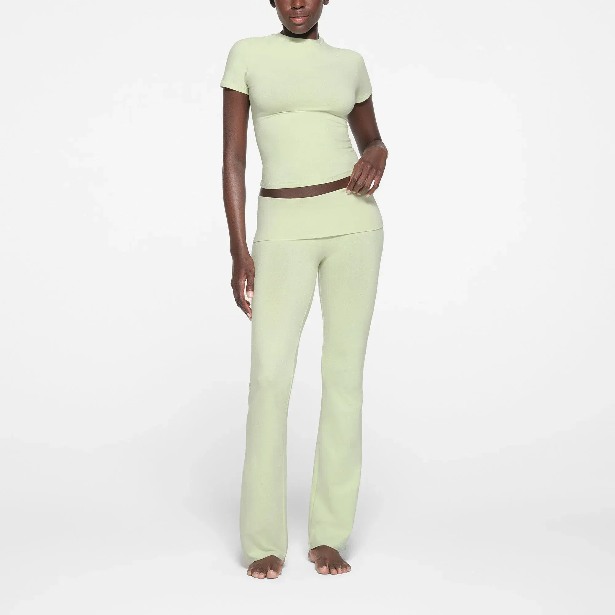 Skims Cotton Jersey Foldover Pant Pistachio